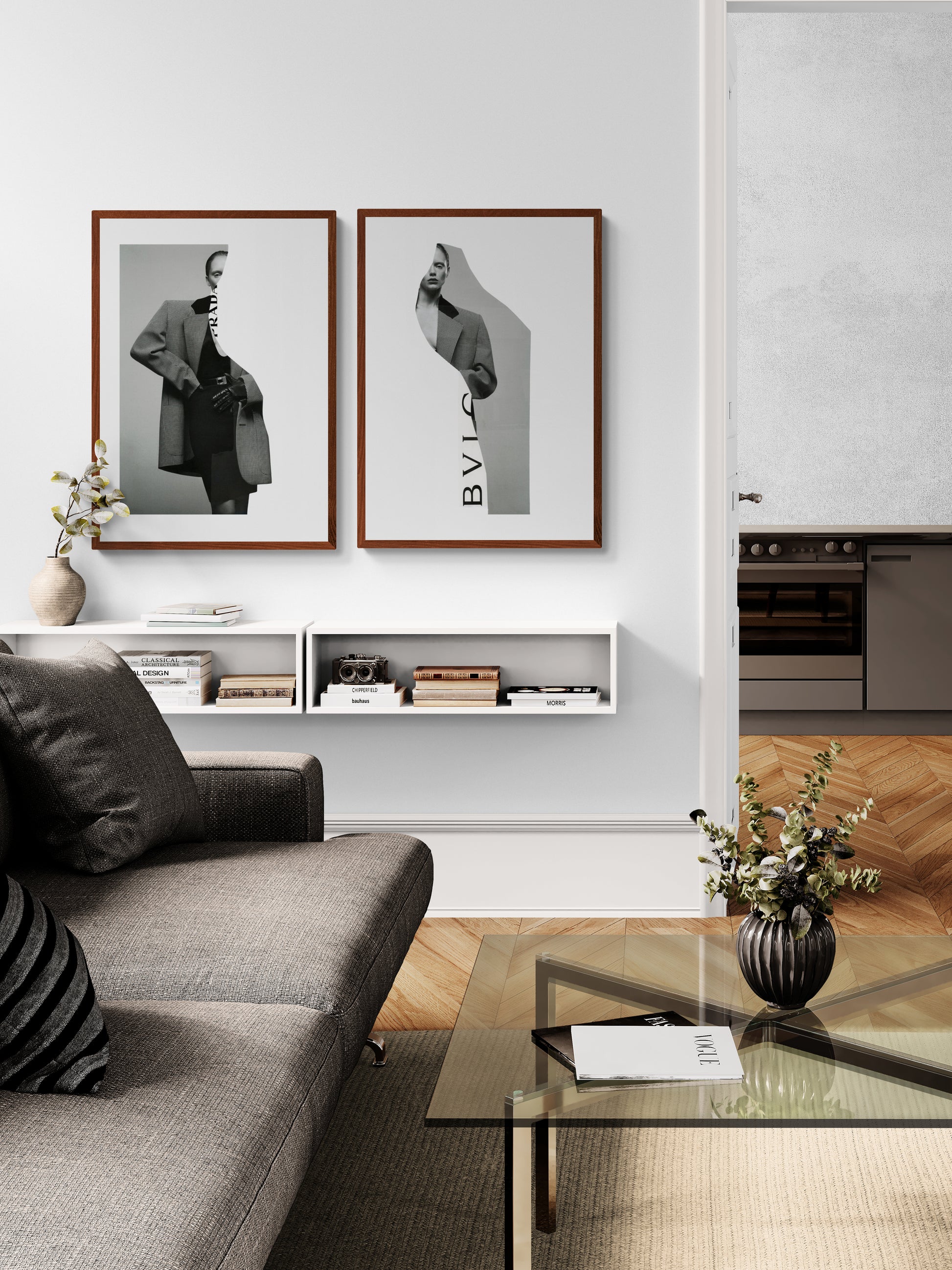 'BVLGARI' editioned collage print